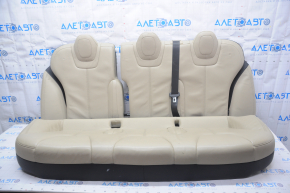 Back row of seats 2nd row Tesla Model S 12-15 pre-restored, beige leather, tears, bumps on leather, scuffed