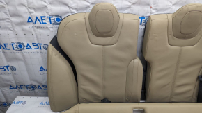 Back row of seats 2nd row Tesla Model S 12-15 pre-restored, beige leather, tears, bumps on leather, scuffed