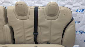 Back row of seats 2nd row Tesla Model S 12-15 pre-restored, beige leather, tears, bumps on leather, scuffed
