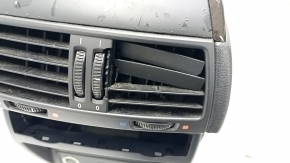 Central console armrest and cup holders BMW X5 E70 07-13 beige leather, worn, scratches, cracks, broken curtain, broken deflector