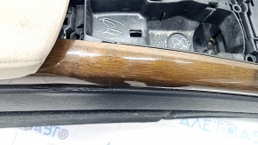 Central console armrest and cup holders BMW X5 E70 07-13 beige leather, worn, scratches, cracks, broken curtain, broken deflector