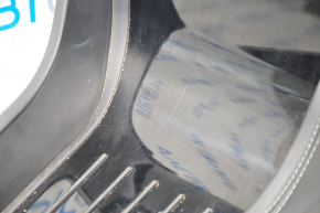 Central console armrest and cup holders Tesla Model S 12-15 pre-restored, black leather, with glossy inserts, beige armrest, scratches, for cleaning