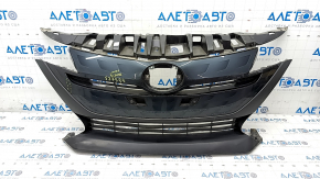 Radiator grill assembly Toyota Prius 50 Prime 17-19 without parking sensors, dented, scratches, crack in the overlay, broken mount