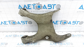 The lower rear right transverse control arm of a BMW X5 F15 14-18 has a torn silent block and broken bolt.