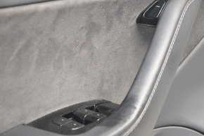 Door trim card front left Tesla Model 3 18-20 black leather, cloth insert, with window lift control and door opening button, leather swollen, worn