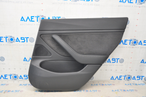 Door trim card rear right Tesla Model 3 18-20 leather black, cloth insert, with speaker, with window lift control and door opening button, leather melted, worn