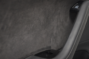 Door trim card rear left Tesla Model 3 18-20 leather black, cloth insert, with speaker, with window lift control and door opening button, leather melted, worn
