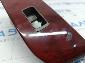 Front right window lift control trim Lexus LS460 LS600h 07-12 wood grain, cracked varnish, broken mount