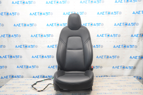Passenger seat Tesla Model 3 18 - black leather, with airbag, electric, heated, with tensioner, scratches on plastic, needs cleaning, drops of plastic