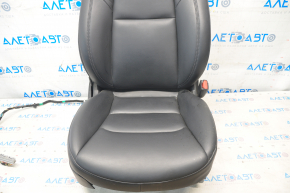 Passenger seat Tesla Model 3 18 - black leather, with airbag, electric, heated, with tensioner, scratches on plastic, needs cleaning, drops of plastic