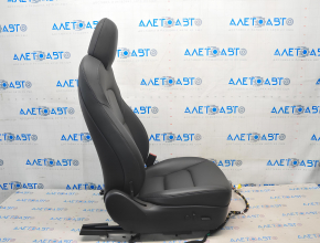 Passenger seat Tesla Model 3 18 - black leather, with airbag, electric, heated, with tensioner, scratches on plastic, needs cleaning, drops of plastic