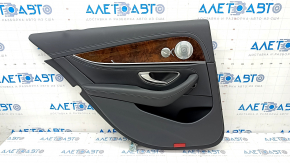 Door trim card rear left Mercedes W213 E 300/350/400/450 17-23 leather black without curtain, wood insert, Burmester, scratches