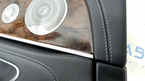 Door trim card rear left Mercedes W213 E 300/350/400/450 17-23 leather black without curtain, wood insert, Burmester, scratches