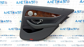 Door trim card rear right Mercedes W213 E 300/350/400/450 17-23 leather black without curtain, wood insert, Burmester, scratches