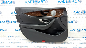 Door trim card front left Mercedes W213 E 300/350/400/450 17-23 leather black, wood insert, Burmester, scratches