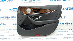 Door trim card front right Mercedes W213 E 300/350/400/450 17-23 leather black, wood insert, Burmester, scratches, bumps