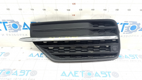 Front bumper grille left Volvo XC90 16-19 with chrome molding for parking sensors, sand