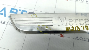 Door sill trim front left outer Mercedes W213 E 17-23 chrome, pokes, scratches, unglued, broken guides