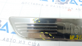 Door sill trim front left outer Mercedes W213 E 17-23 chrome, pokes, scratches, unglued, broken guides
