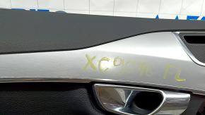 Door trim card front left Volvo XC90 16-22 leather black, gray insert, bumps on insert, scratches