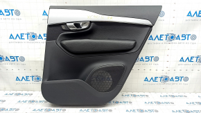 Door trim card rear right Volvo XC90 16-22 leather black, gray insert, bumps on insert, scratches