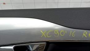Door trim card rear right Volvo XC90 16-22 leather black, gray insert, bumps on insert, scratches