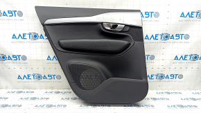 Door trim card rear left Volvo XC90 16-22 leather black, gray insert, bumpers on insert