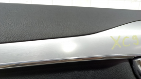 Door trim card rear left Volvo XC90 16-22 leather black, gray insert, bumpers on insert