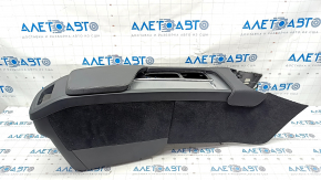 Central console armrest and cup holders Volvo XC90 16-22 leather black, gray insert, scratches