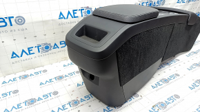 Central console armrest and cup holders Volvo XC90 16-22 leather black, gray insert, scratches