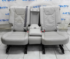 Rear row of seats 2 row Lexus RX350 RX450h 10-15 with airbag, gray leather, dented leather, cracks, needs cleaning, without headrests