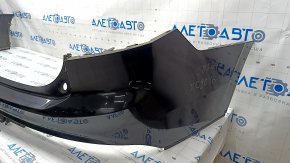 Rear bumper bare upper part Volvo XC90 16-19 without autoparking, black, scratches, crack in fastening