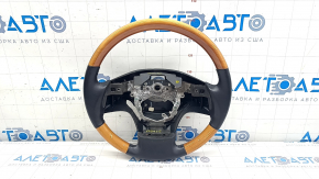 Bare steering wheel Lexus RX350 RX450h 10-12 prerest, black, leather, light wood, minor scratches