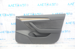 Door trim card front right Tesla Model 3 21- leather black, wood, with window lift control and door opening button scratch