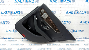 Door trim card rear right Mercedes C-class W205 15-16 leather black without curtain, Luxury, wood insert, Burmester