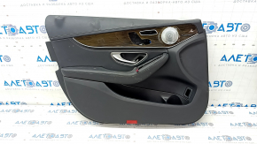 Door trim card front left Mercedes C-class W205 15-21 leather black, Luxury, wood insert, Burmester, scratches, for cleaning