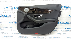 Door trim card front right Mercedes C-class W205 15-21 leather black, Luxury, wood insert, Burmester