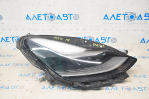Tesla Model 3 21-matrix front right headlight with mount, sand, dirt inside