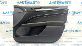 Door trim card front right Ford Fusion mk5 17-20 black with black insert leather, armrest leather, molding gray structure, scratches