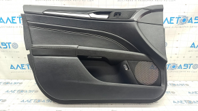 Door trim card front left Ford Fusion mk5 17-20 black with black insert leather, armrest leather, molding gray structure