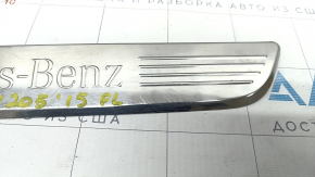 Door sill trim front left outer Mercedes C-class W205 15-21 chrome without backlight, scratches