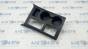 Center console trim with cup holders Subaru Outback 15-19 black, peeling coating, cracked fastener