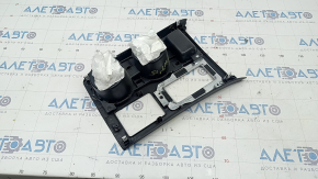 Center console trim with cup holders Subaru Outback 15-19 black, peeling coating, cracked fastener
