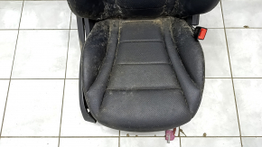 Passenger seat Mercedes C-class W205 15-21 without airbag, electric, heated, black leather, driftwood, non-working, needs cleaning, no cushion and runner drive, broken pad mount