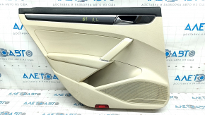 Door trim card rear left VW Passat b8 16-19 USA beige with beige insert leather, armrest leather, molding graphite, for cleaning