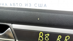 Door trim card rear right VW Passat b8 16-19 USA beige with beige insert leather, armrest leather, molding graphite, scratches, tear, needs cleaning