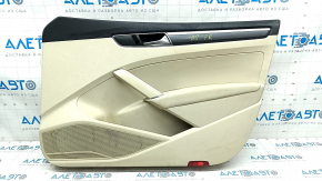 Door trim card front right VW Passat b8 16-19 USA beige with beige insert leather, armrest leather, molding graphite, scratches, for cleaning