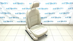 Passenger seat VW Passat b8 16-19 USA without airbag, manual, heated, beige leather, beige stitching, dry-cleanable, broken headrest adjustment button