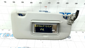 Right visor Nissan Rogue Sport 17-19 without sunroof with backlight, gray, without hook, for cleaning