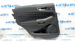 Door trim card rear left Ford Edge 19-23 black Titanium, insert and armrest black leather, white stitching, scratches